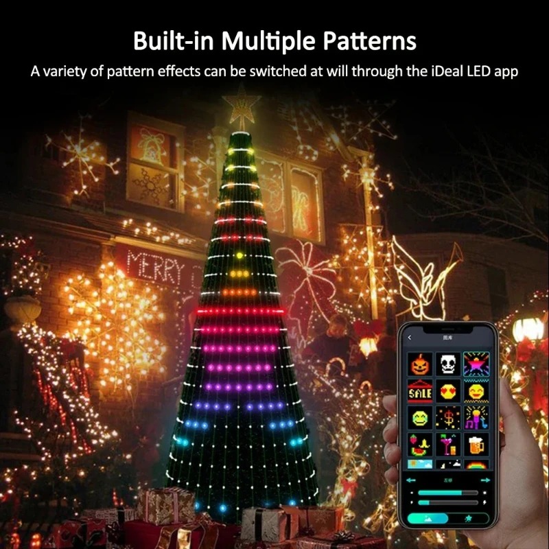 Home Decor Free App - ไฟประดับต้นคริสต์มาสรูปดาว RGB LED, ควบคุมผ่านแอปพลิเคชันบลูทูธ พร้อมรีโมทคอนโทรลและตั้งเวลาได้ สำหรับตกแต่งบ้านในช่วงคริสต์มาส