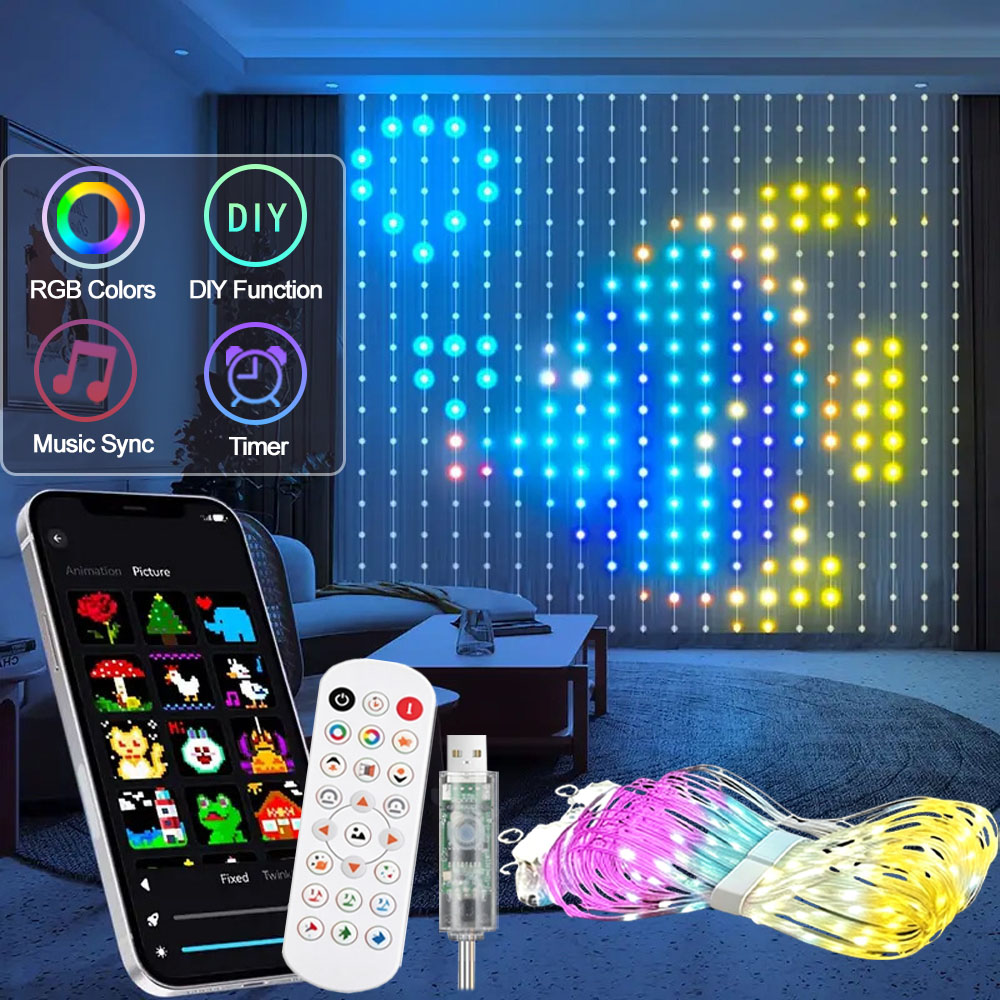 Home Decor Free App - ม่านไฟ LED อัจฉริยะ ควบคุมผ่านแอป RGB ปรับความสว่างได้