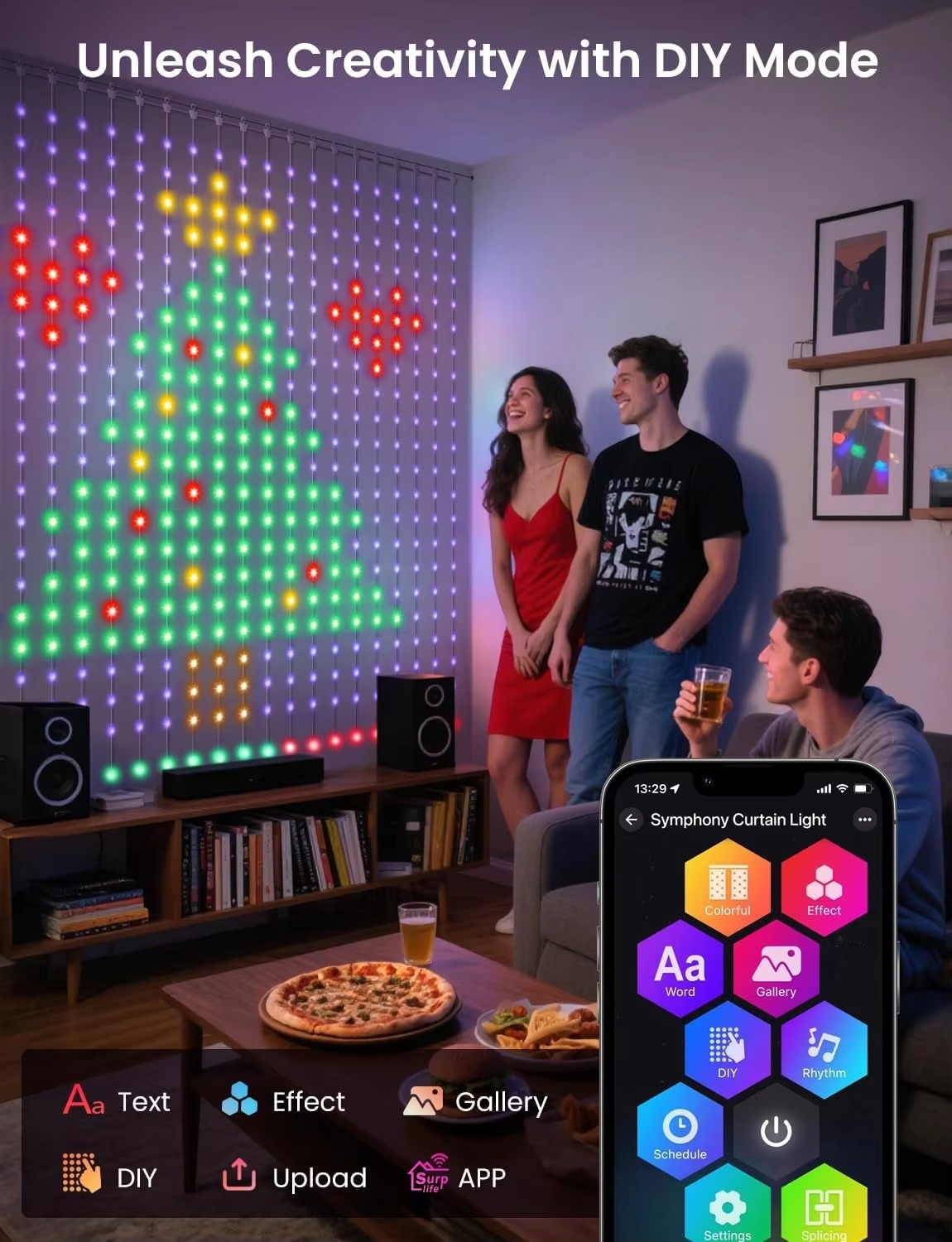 ไฟม่าน USB 400 LED ลวดลายไดนาม - Home Decor Free App บทวิจารณ์และราคา