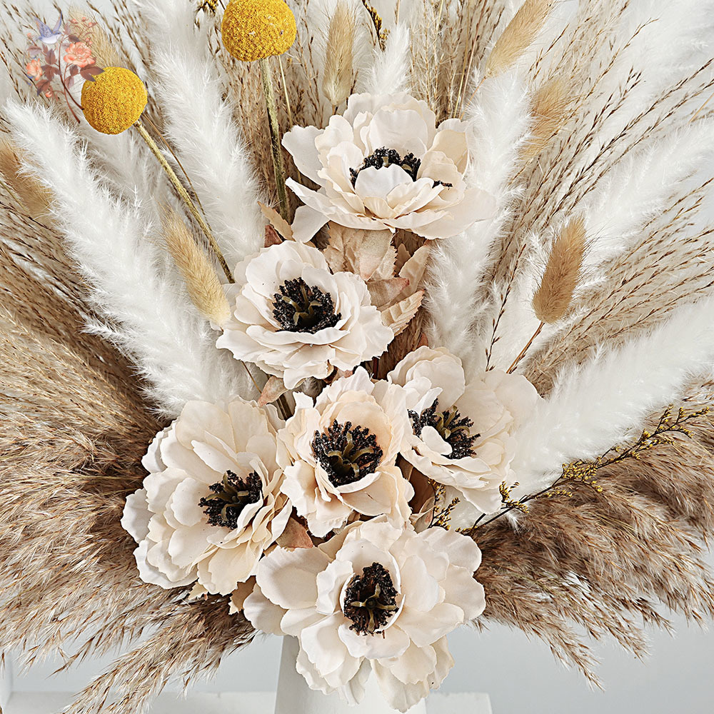 55 ชิ้นประดิษฐ์ดอกไม้ช่อดอกไม้ - Pampas Grass Decor บทวิจารณ์และราคา