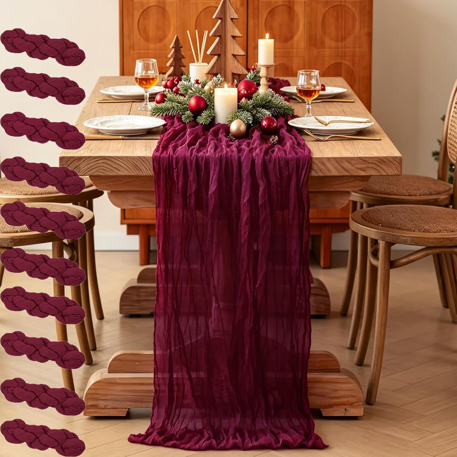 ผ้าปูโต๊ะผ้าชีสคลอธ 10 ชิ้น สำ - Linen Table Runner บทวิจารณ์และราคา