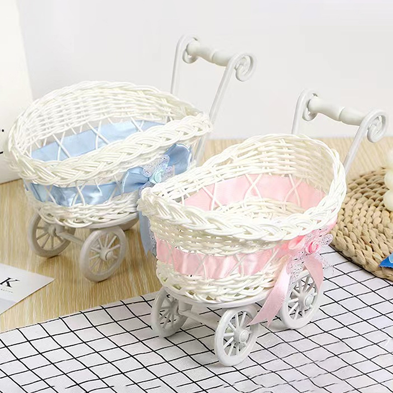 1 ชิ้นตะกร้ารถเข็นเด็กรถเข็นเด - Rattan Plant Basket บทวิจารณ์และราคา