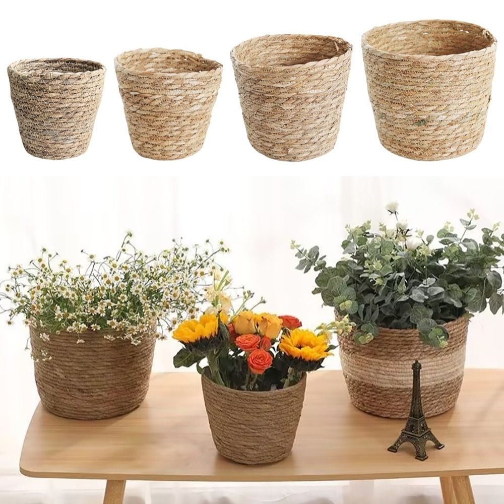 กระถางดอกไม้หวายสานสำหรับตกแต่ - Rattan Plant Basket บทวิจารณ์และราคา